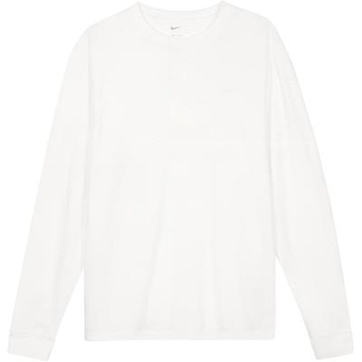 Solid Color Sport Casual Loose Round Neck Long Sleeve Drop Shoulder T-Shirt Men Tops White FB8586-100