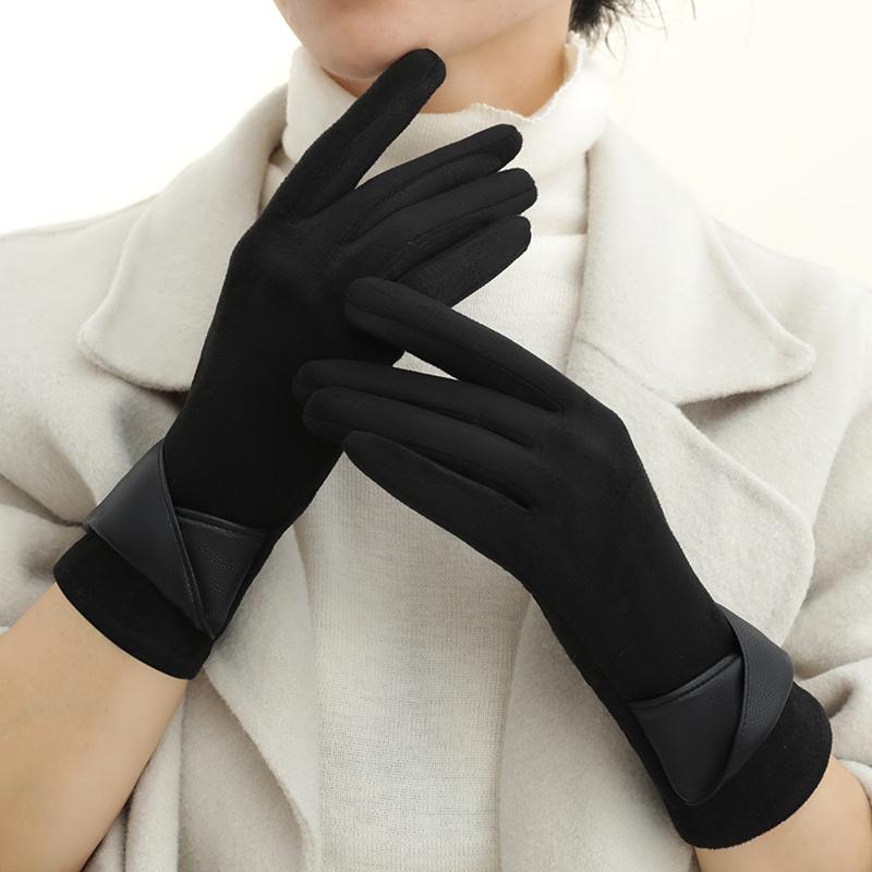 Warm Gloves with Velvet, Suitable for Women To Use In Winter, Touch Screen Elegant Bow Accessories, Cycling and Driving Gloves