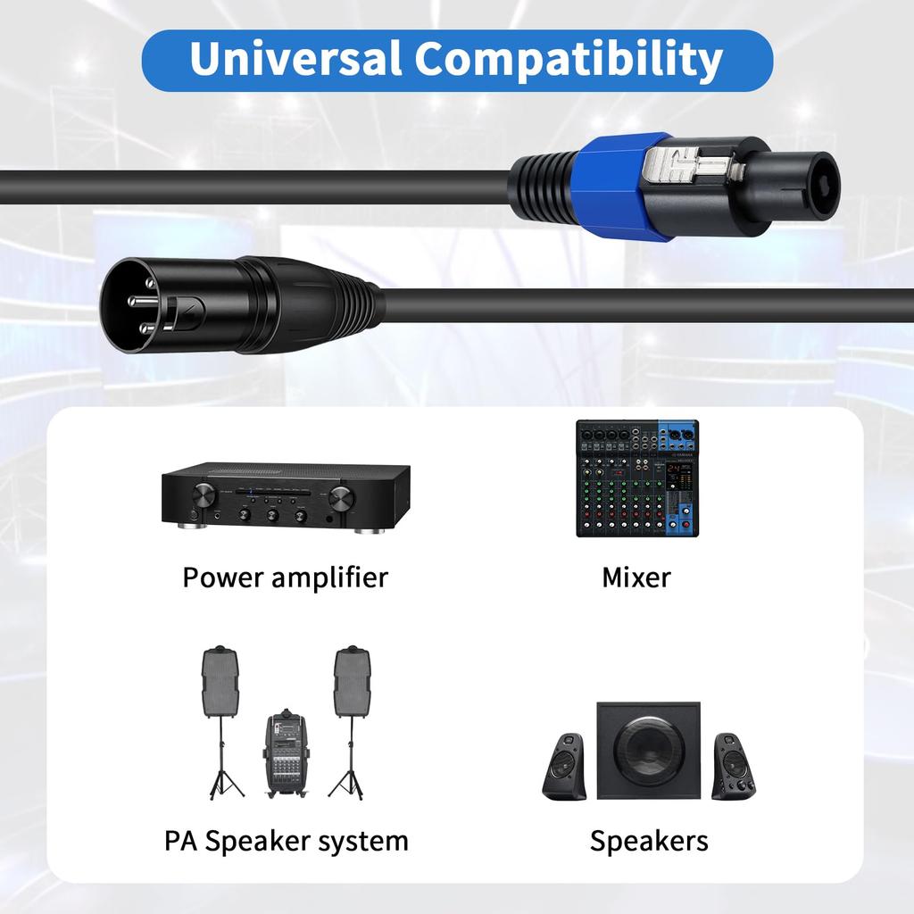 Poyiccot SpeakOn - XLR Cable, Speakon XLR Conversion Cable [SpeakOn Male to 3-Pole XLR Male Extension Wire] Speakon Conversion Cable, Speakon