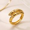 Luxury Zircon Snake Ring For Women Gold Plated Stainless Steel Geometric Ring Hypoallergenic Wedding Christmas Jewelry Gift