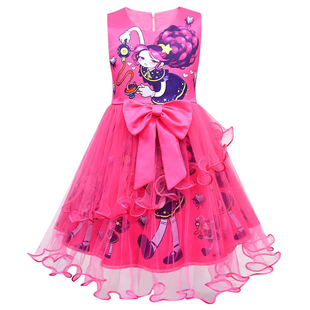 83147 Multi-layer Kids Girls Lily Lovebraids Print Bow Princess Dress 100cm розы красного