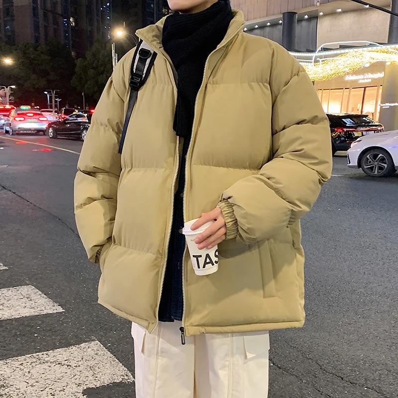 

Повседневные куртки-парки 2025 для мужчин, ветрозащитная мужская хлопковая куртка со стойкой, зимнее утепленное теплое пальто, однотонное, все сочетается XXXL хаки