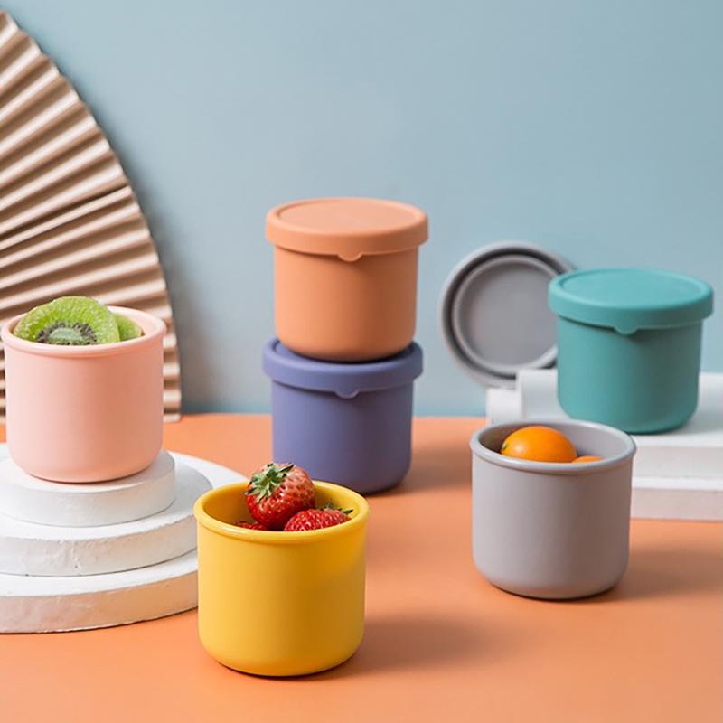 250Ml Lunch Box For Kids Salad Dressing Container Non-Stick Silicone Lunch Box With Lid Reusable Bento Box Ice Cube Mold