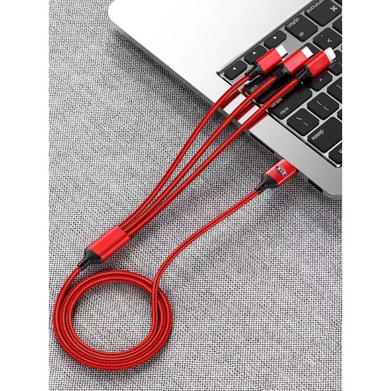 3 in 1 Type C Car Emblem Lightning Micro USB Fast Charging Cable For Kia Ceed Sorento Sportage Niro Optima Picanto Rio Morning Forte K8