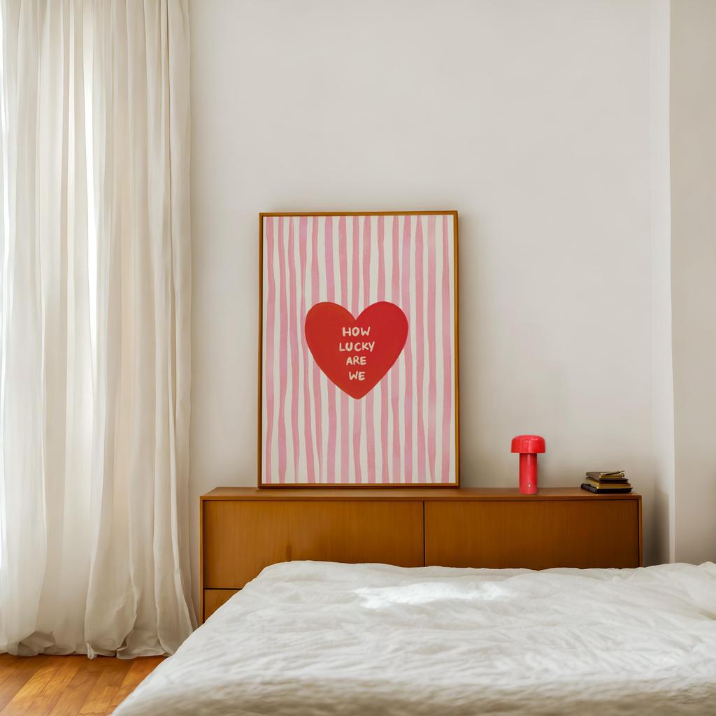 Lovely Trendy Red Heart Canvas Art Paintings Aesthetic This Is My Happy Place Wall Posters Prints for Living Room Home Decor
