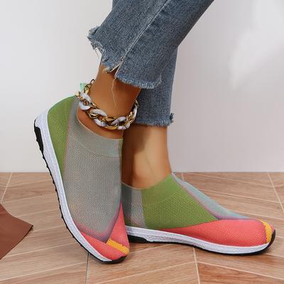 Women Flat Slip On Loafers New Mix Colors Shoes Woman Breathable Mesh Tennis Sneakers Autumn Casual Outdoor Female Flats Shoes