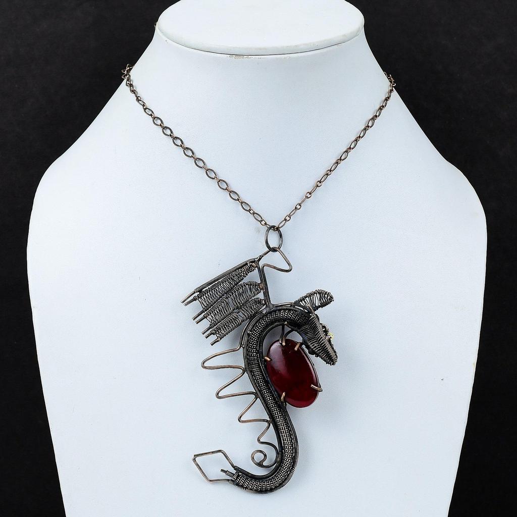 Red Fire Labradorite Pendant Copper Wire Wrapped Pendant Handmade Brand New Jewelry Gemstone Dragon Pendant Copper Wire Jewelry Gift For Mom