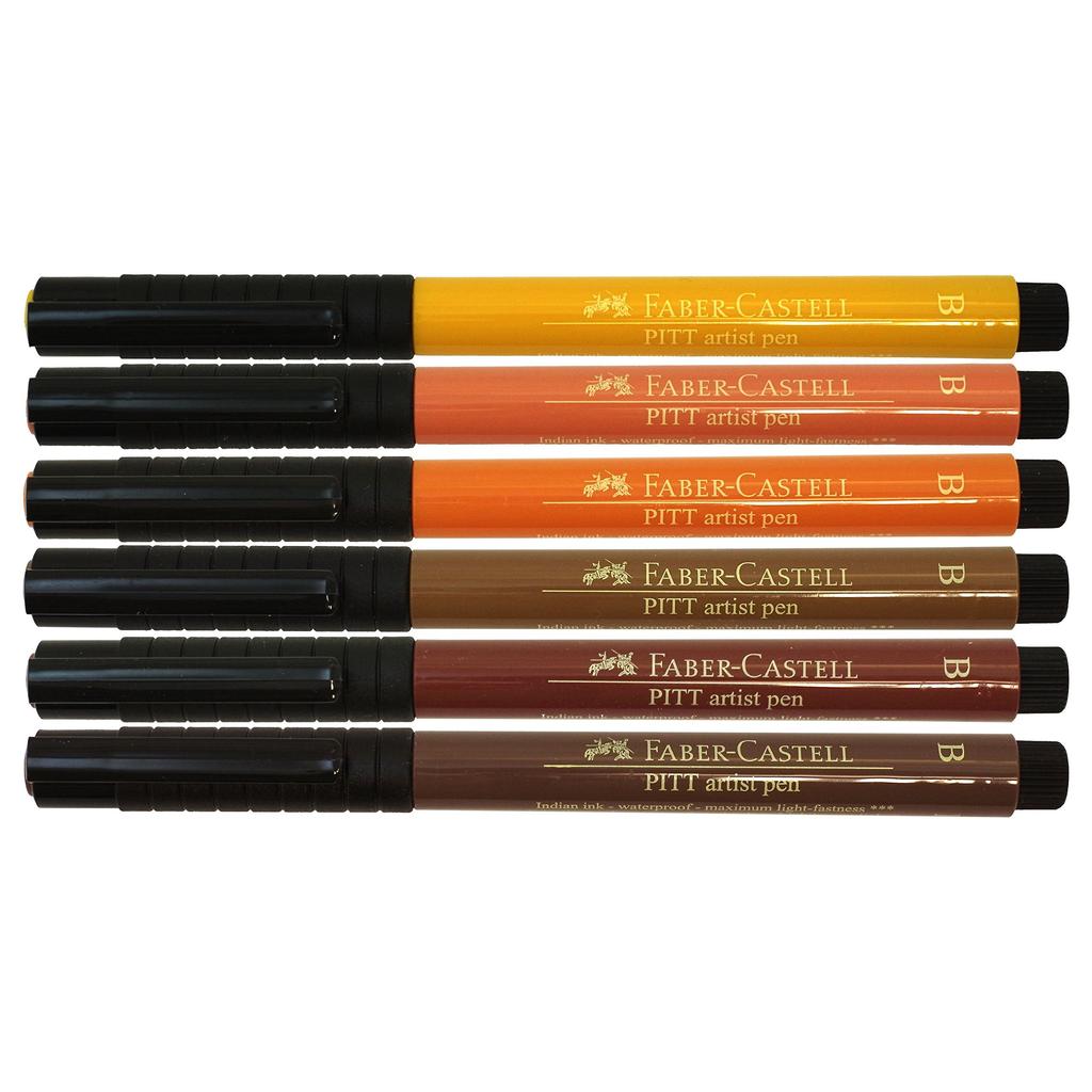 Pitt Artist TERRA Pack 167106 Faber-Castell Pens, 6-Piece (169, 177, 180, 184, 186, 189)