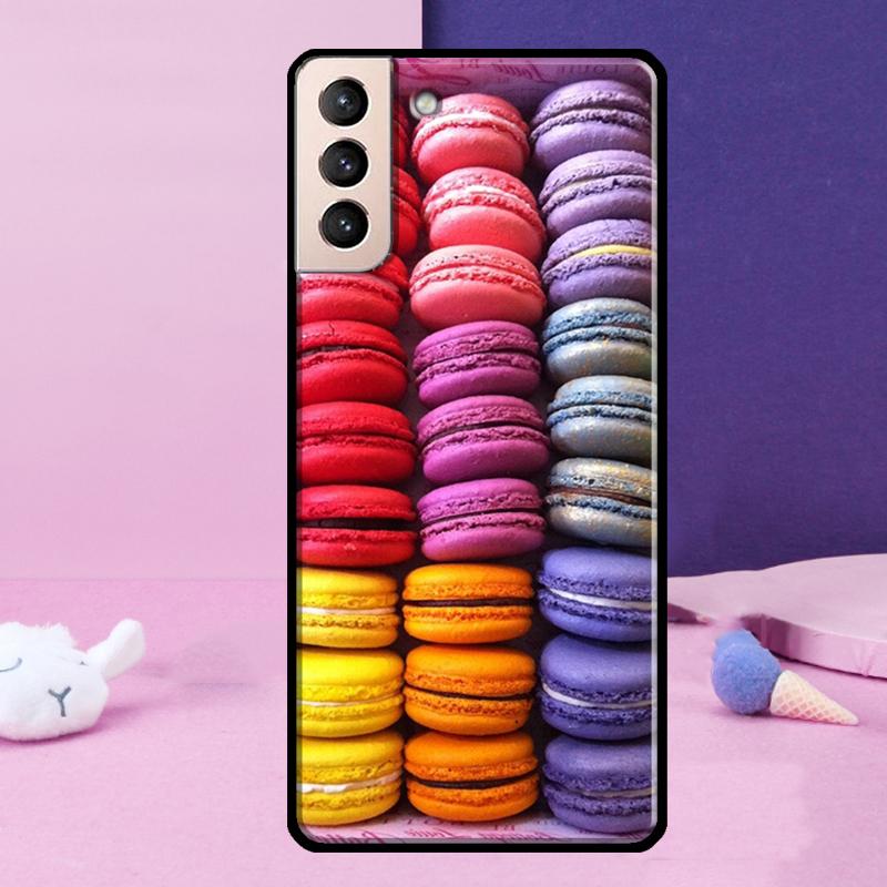 Macarons Cake Dessert Phone Case For Samsung Galaxy S25 S24 Ultra S9 S10 S20 S21 S22 Plus S23 FE S24 FE Cover