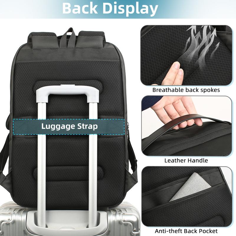 Heroic Knight Business Backpack for Men Waterproof Travel 17.3" Laptop Backpack  High Capacity Multifunctional Pack USB Charging