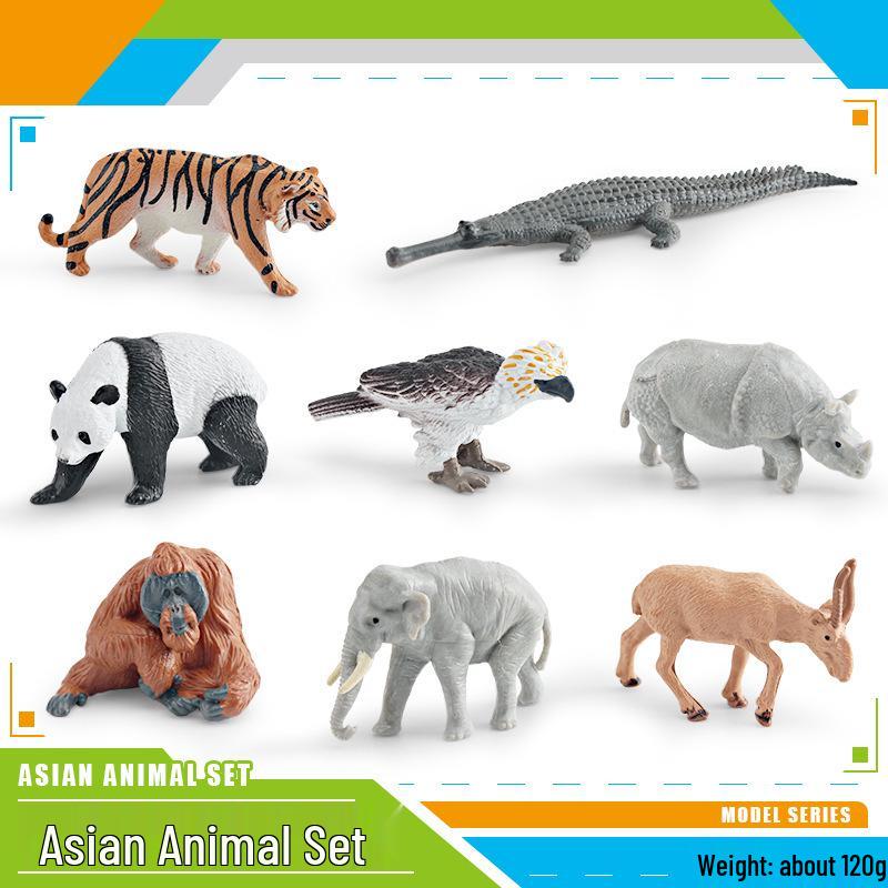 

Набор фигурок диких азиатских животных: Слон, Панда, Носорог, Орангутан, Тигр, Крокодил