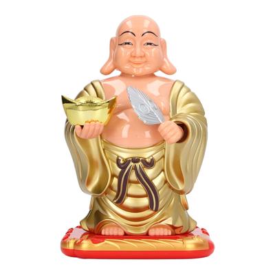 Large Laughing Maitreya Buddha Statue Figurine Solar Head Shaking Funny Car Dashboard Buddhist