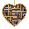 Heart Shaped Christmas Ornament Acrylic Bookshelf Xmas Tree Hanging Decorations 2D Flat Printed Book Gifts for Book Lovers