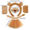 Halloween Lion Cosplay Costume Set, Lion Ear Hairband Tail, Skirt, Bowtie, Animal Dress up Costume for Kid Cosplay