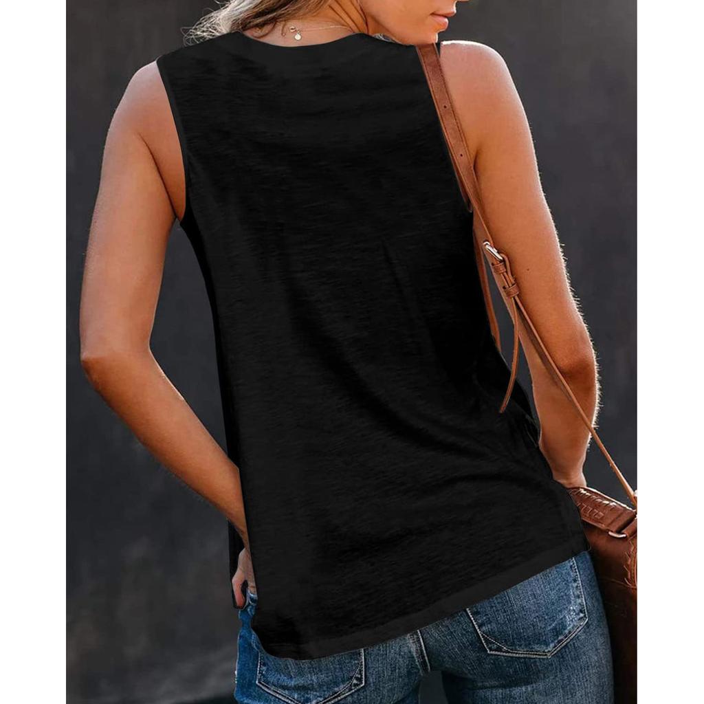 IHUASU Spring Summer Women's Fashion Elegant Design Sense Personality Buckle V-neck Solid Color Vest