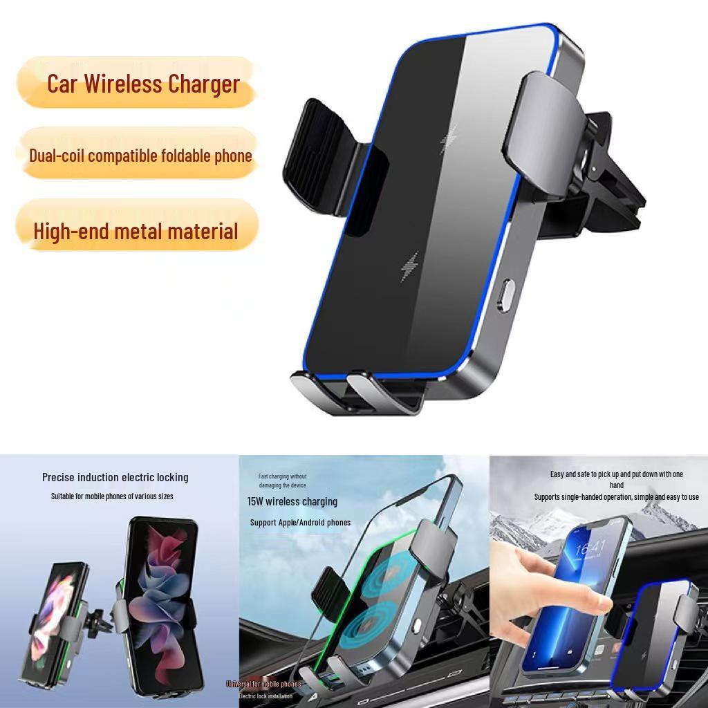 Wireless Dual Coil Car Charger & Navigation Phone Bracket 3