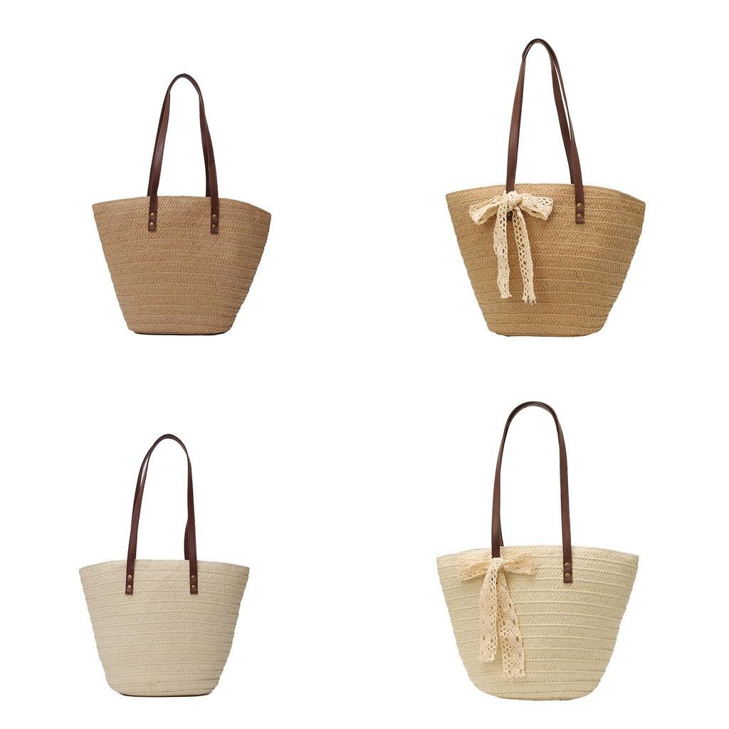 Woven Beach Bag For Women Large Capacity Casual Day Out With Interior Pouch