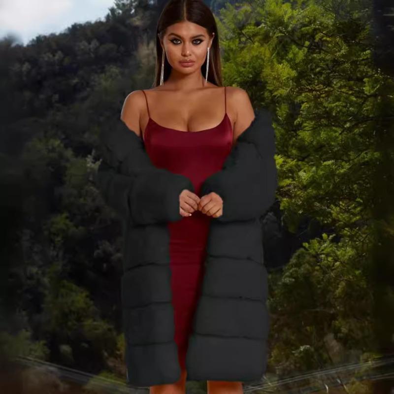 New imitation fur coat cotton coat thickened long women's coat trench coat first-hand light luxury style