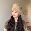 Women Autumn Winter Warm Thicken Ear Protector Hat Cold Velvet Beret Hats Sweet Cute Solid Color Plush Cap