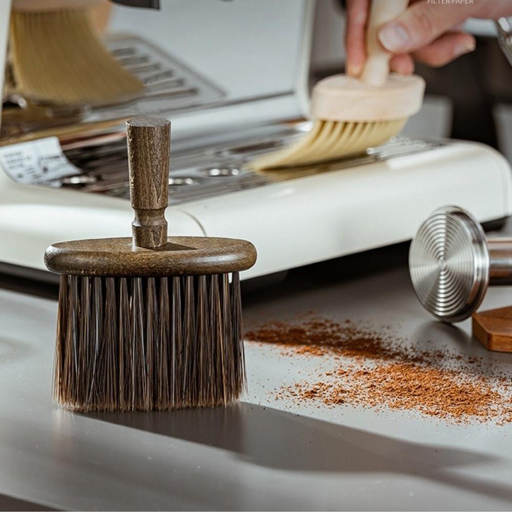 Nylon Espresso Machine Brush Walnut Wood Dust Clean Brush  Camera Lens