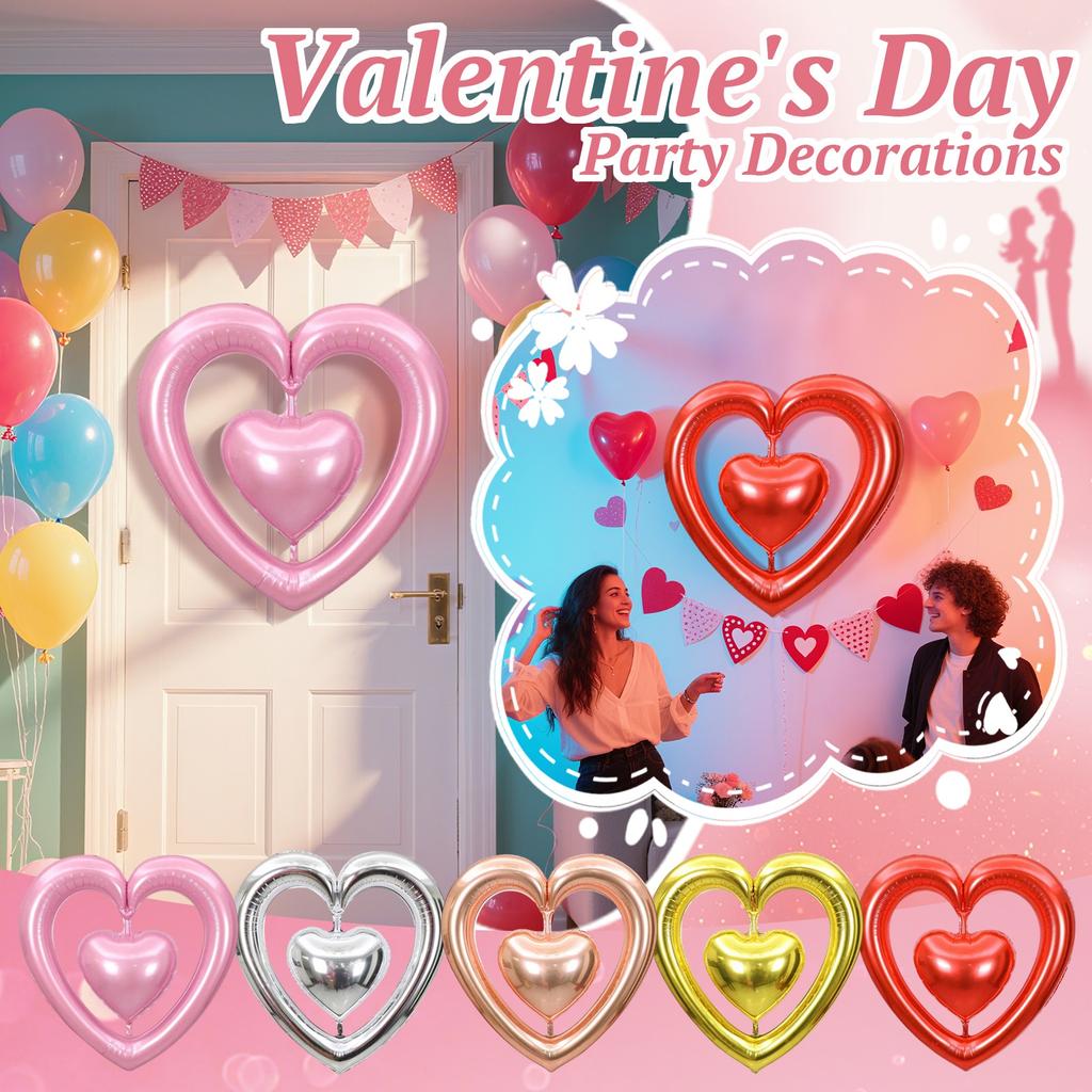 Valentines Red Hearts Balloons 30 Inch Valentine Balloons Set, Valentines Day Foil Balloons For Valentines Day Decorations