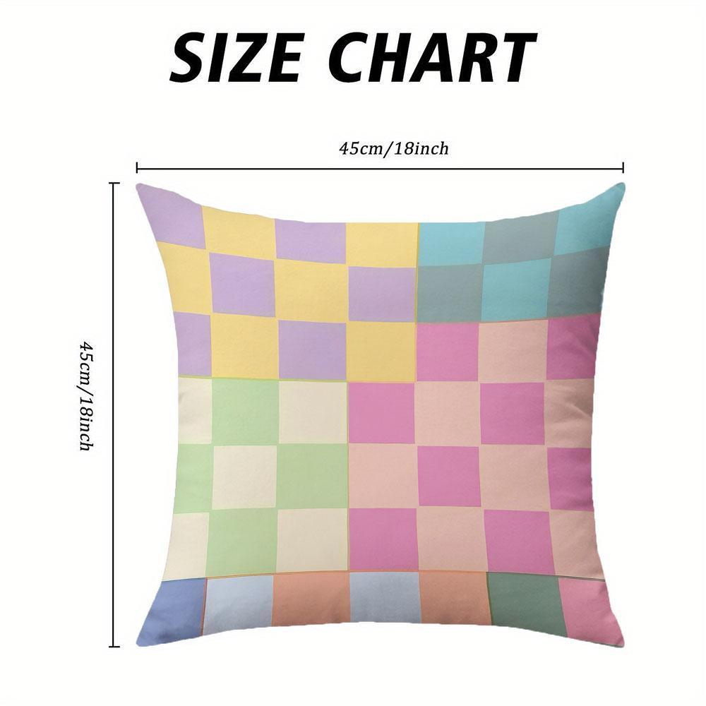 Pastel Grid Square Jacquard Pillow Cover for Sofa Office Waist Cushion Cover Home Decorative Pillowcase