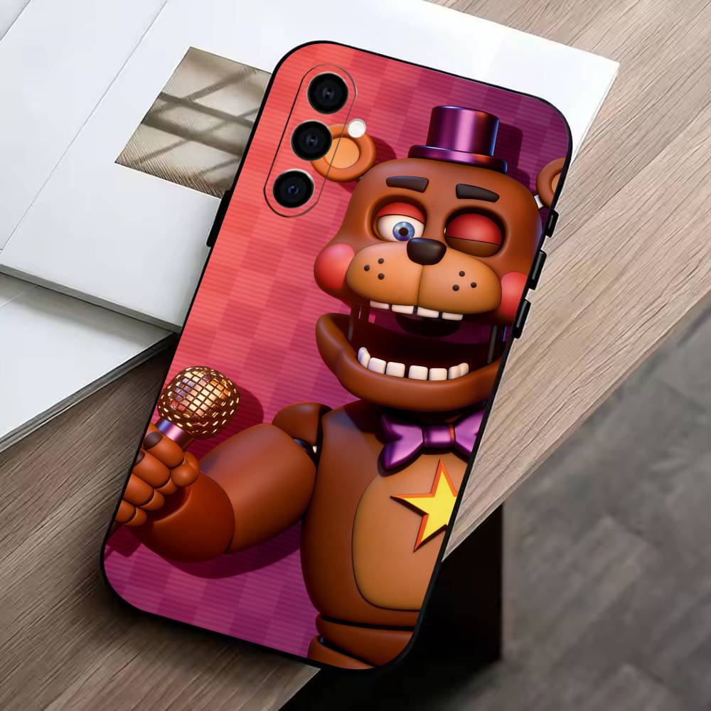 D-FNAF-T-Five-Nights-at-Freddy's Phone Case For Samsung Galaxy A73,A72,A71,A70,A53,A52,A51,Soft Silicone Black Cover