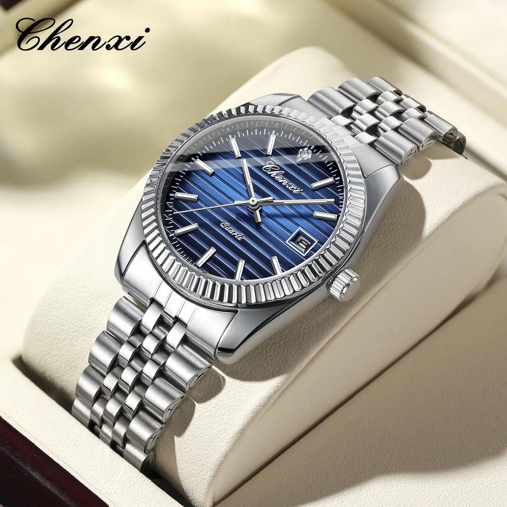 Silver Watches for Men Luxury Top Brand Business Casual Quartz Mens Watches Waterproof 3Bar Calendar Classic Design Gift Clock