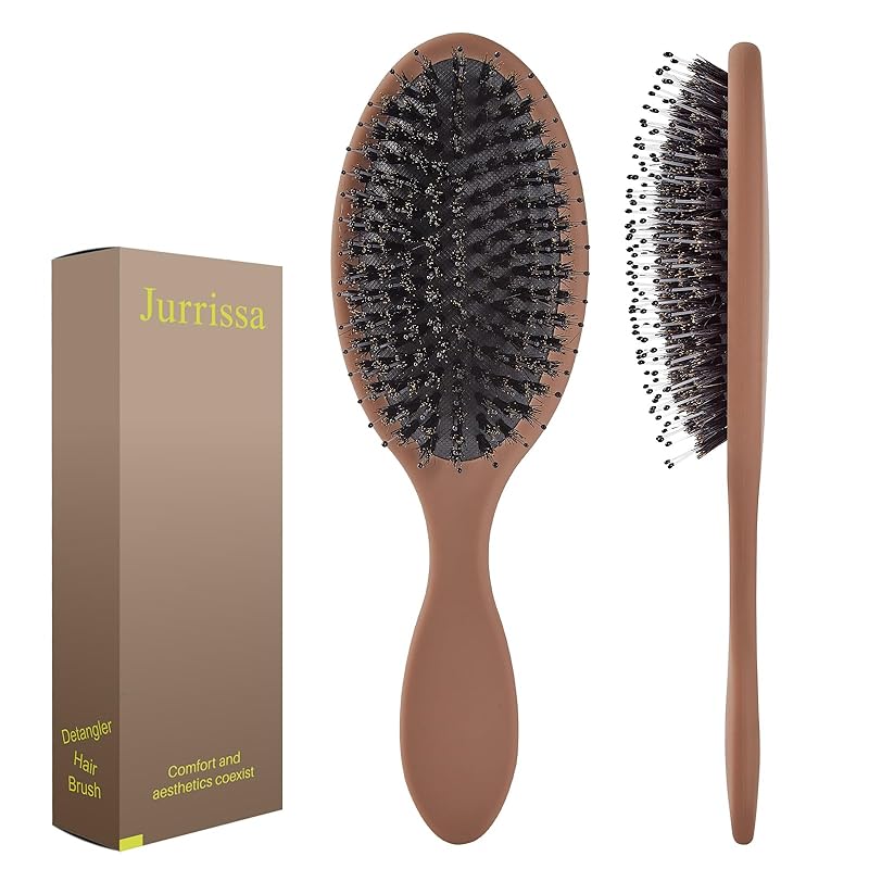 Boar Bristles Hair Brush for Women and Men, Detangling Hair Brush for Smoothing Massage Add Shine, Nylon&Boar Bristles Detangler brush for Hair