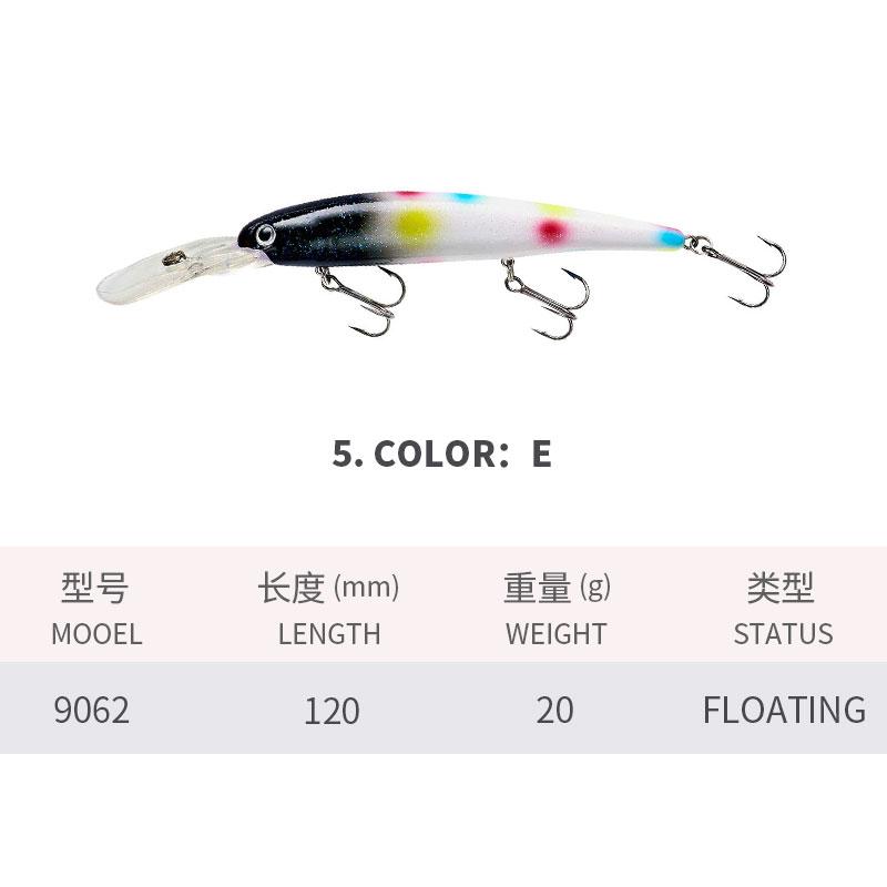 120MM/20G Road Lure Long Tongue Minnow Diving Imitation Fake Bait Freshwater Sea Fishing Warp Bass Fishing Lure Sea Bass Road