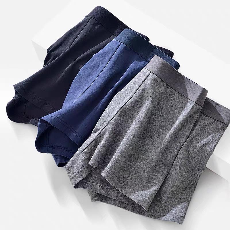 Men's Plus Size Pure Cotton Antibacterial Boxer Briefs - Loose, Breathable, Mid-Waist, Four Corners