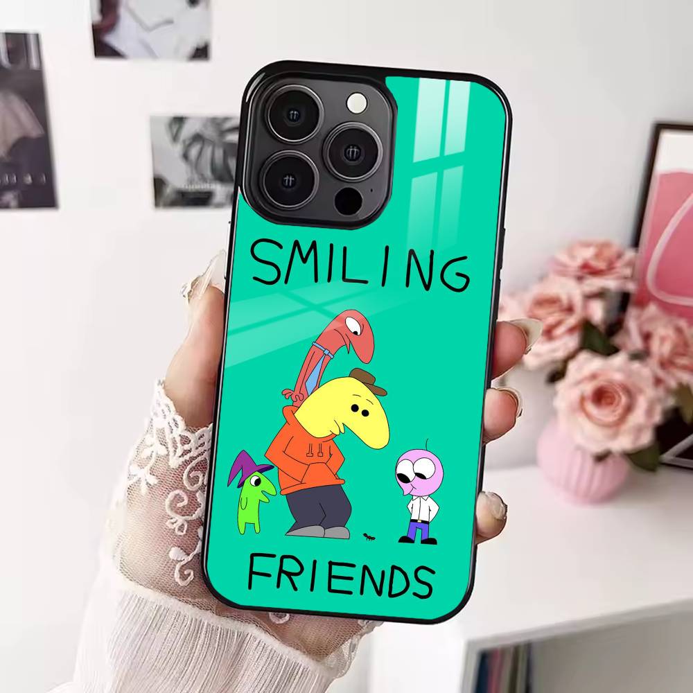 Cartoon S-Smiling friends Phone Case For iPhone 17 16 15 14 13 12  Pro Max Plus for Magsafe Mirror Wireless Magnetic Cover