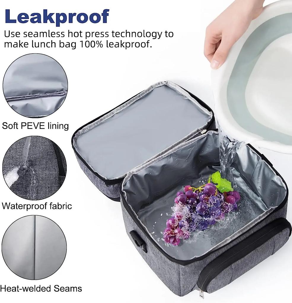 Portable Thermal Lunch Bag Picnic Food Cooler Bags Insulated Case Durable Waterproof Office Lunchbag Shoulder Strap Cooling Box