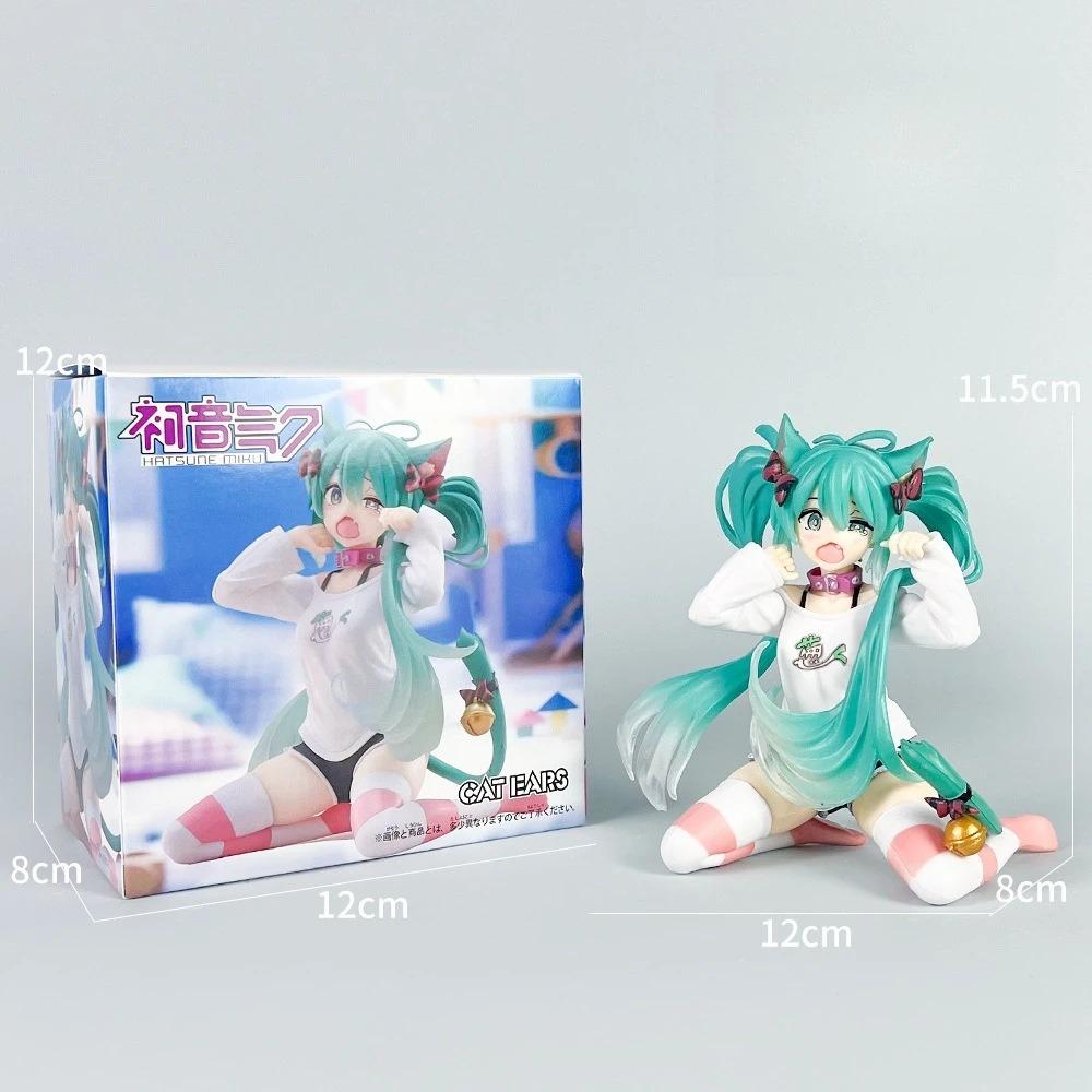 Hatsune Miku Stolní Roztomilá Akční Figurka 11cm Verze s Kočičím Tričkem. Anime figurka Kawaii dívka Model hračka Dárek