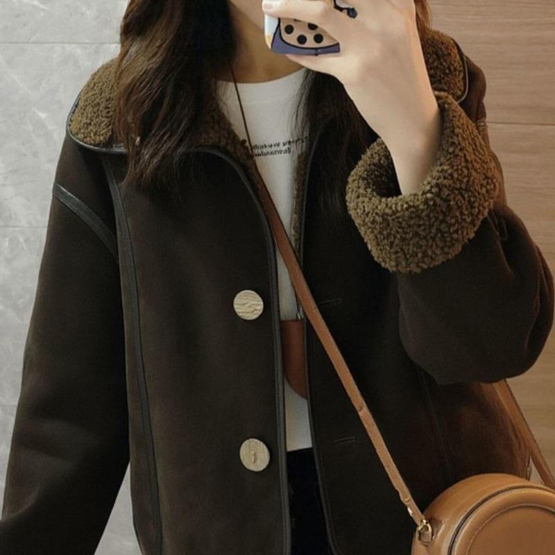 Women S Fashion Faux Fur Collar Warm Casual Coat