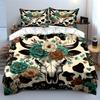 Bull Skull With Colorful Flowers Print Soft Comfortable Duvet Cover Bedding Set Included 1*Duvet Cover  2*Pillowcases