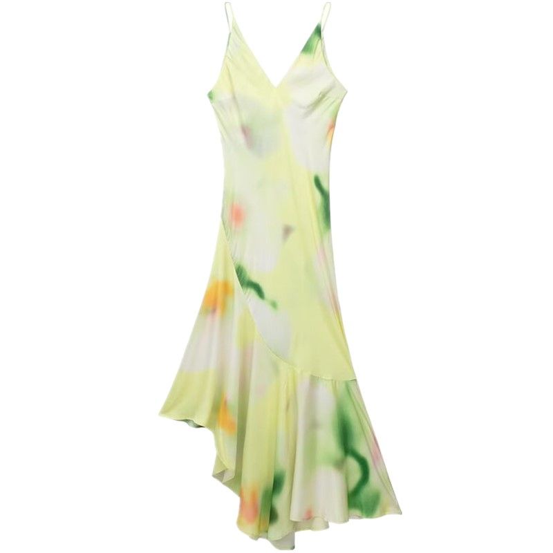 Fashion Style Summer New Fashion Women's Fashion Clothing Asymmetric Hem Slim Strap Dress 1182655