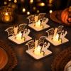 Wooden Material Wooden Candle Holder Shadow Projection Design Halloween Candlestick  Indoor Decor