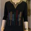 2024 Spring & Fall Loose Fit Plus Size Slimming Solid Color Blouse with Hot Drilling Design