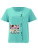 Damenmode Buchstabenmuster Druck Rundhals Kurzarm T-Shirt Lässig Baumwolle Leinen Grafikshirt Freizeit Locker Sommer Bluse Tops