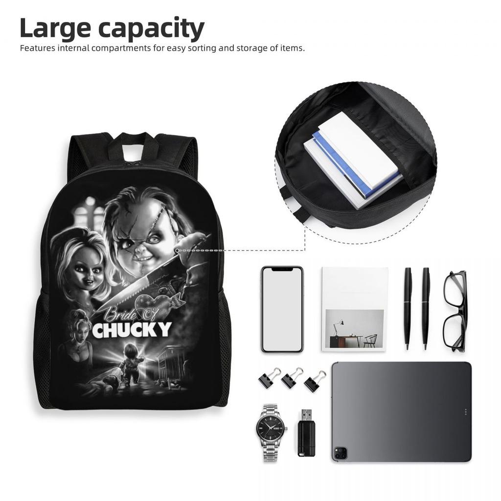 Bride Of Chucky Laptop Rucksack Herren Damen Mode Schultasche für Schüler Studenten Killerpuppe Chucky Taschen