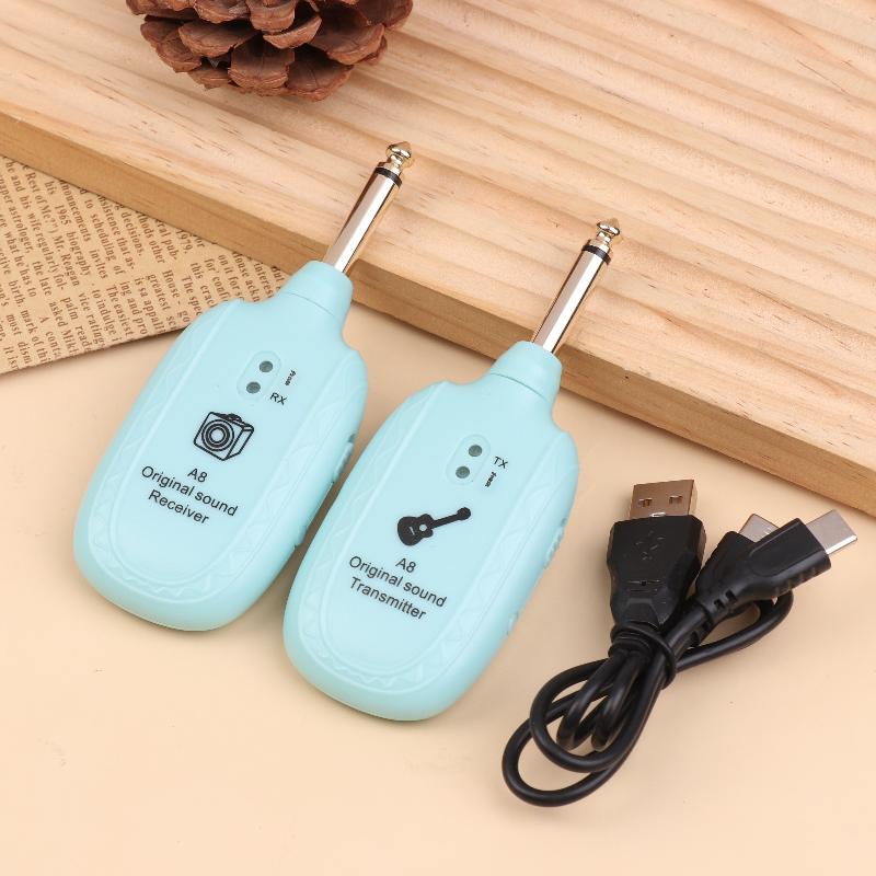 A8 Guitar Wireless System Transmitter Receiver Built- In Rechargeable Wireless Guitar Transmitter