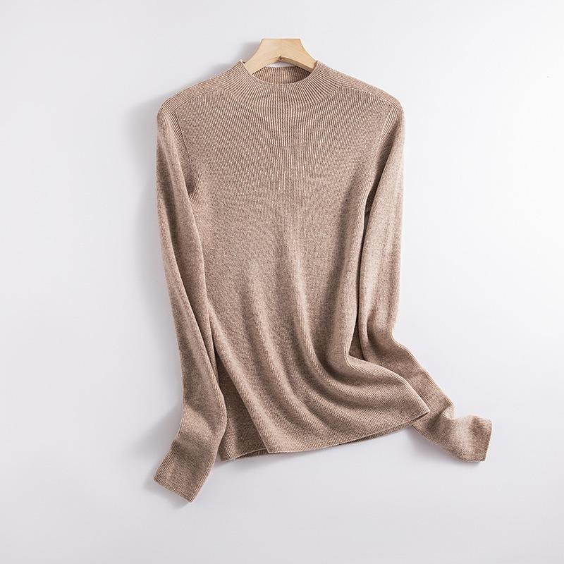 Extended semi-turtleneck wool sweater women's 0 full wool seamless integrated knitted backing soft waxy fleece autumn top new