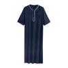 Men's Kaftan Robe Solid Color Mid-Sleeved Long Thobe V-Neck Abaya Prayer