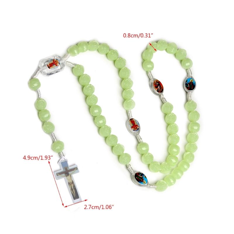 glowing in Dark Rosary Necklace Holy Jewelry Charm Decoration for Birthday Wedding Festival Decoration
