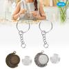 48pcs Rotation Pendant Base Tray Round Glass Domes Key Rings Jewelry DIY Tool Accessory