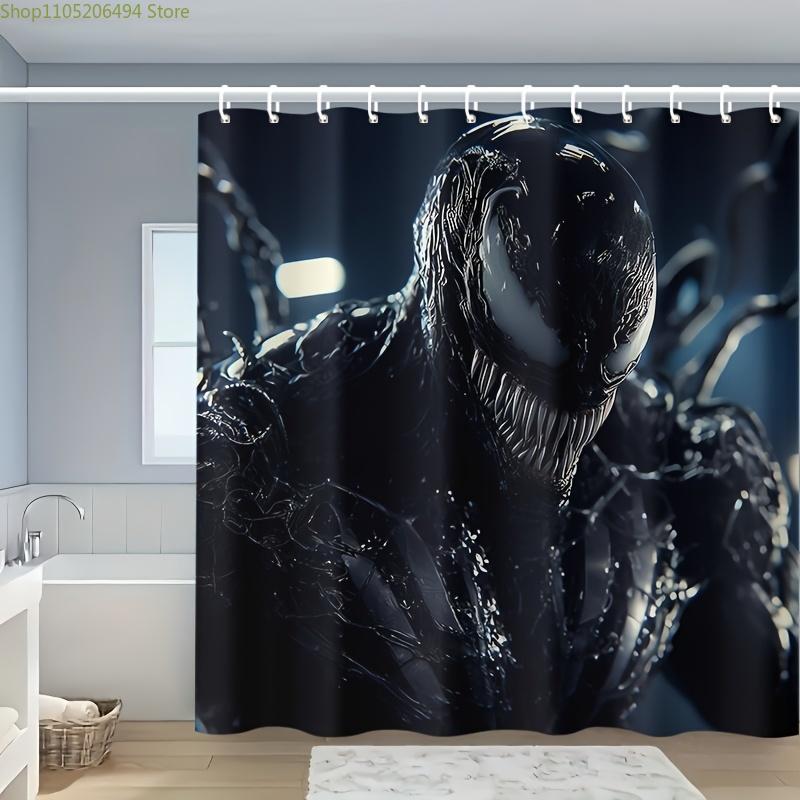 

1pc MARVEL Venom Shower curtain, shower curtain, polyester, machine washable, with hooks, for bathroom decoration 90x180cm