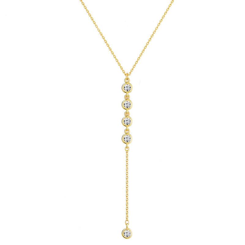 

Versatile Geometric Multi-layer Tassel Necklace with Round Beads and Y-shaped Clavicle Chain