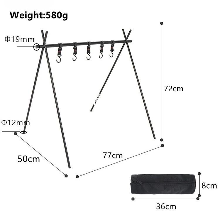 Outdoor Aluminum Alloy Portable Camping Rack Folding Ultralight Camping Tripod Travel Sundries Hanger