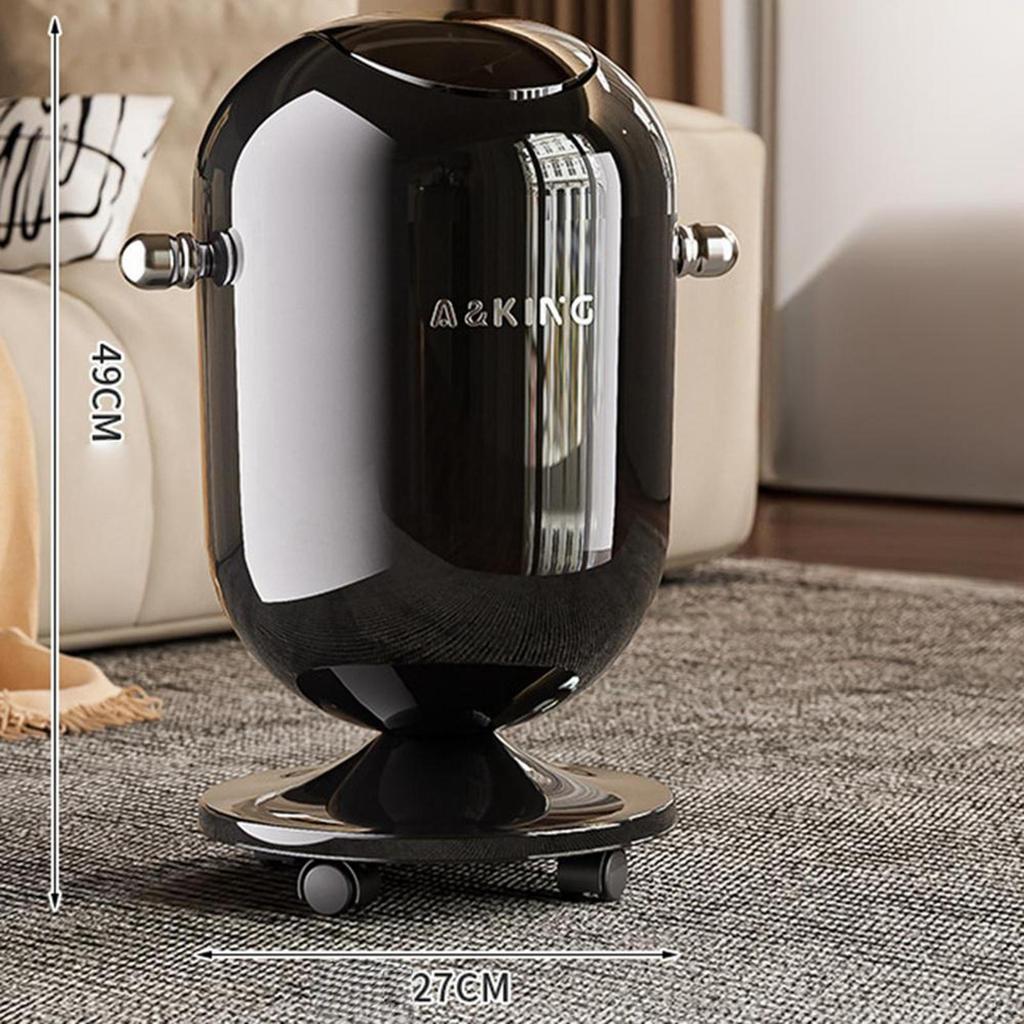 Press Type Trash Can with Wheels Garbage Bin Simplistic Lid Waste Basket Paper Bucket for